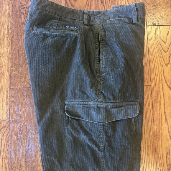 Chaps Corduroy Men's Pants Flat Front 34W 28L Dark Brown Utility Pockets Vintage - Picture 8 of 12